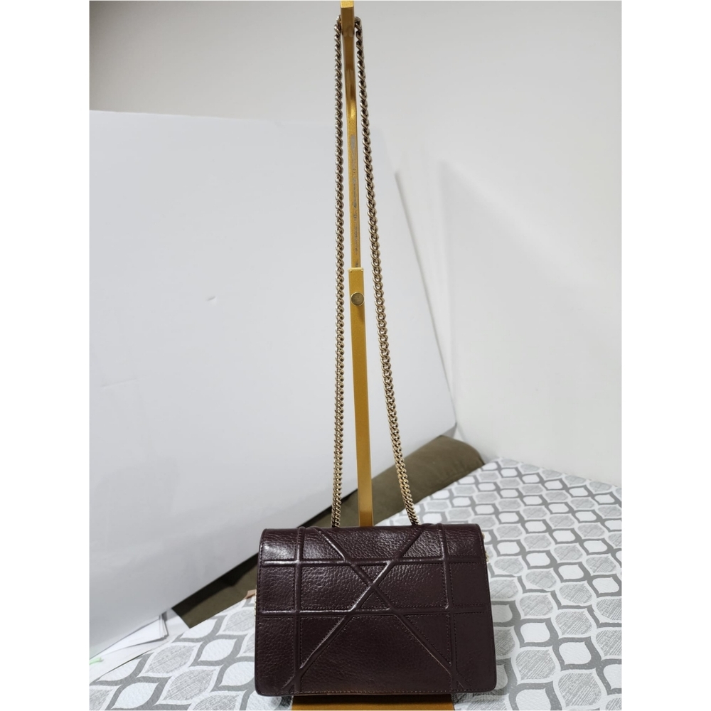 CHRISTIAN DIOR Grained Calfskin Leather Diorama Crossbody Bag Dark Burgundy - Picture 3 of 16